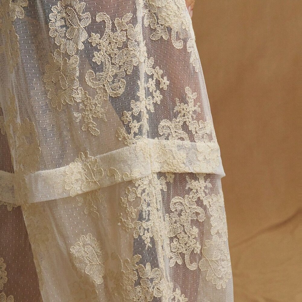 Apricot Boho Women's Loose Sheer Lace Harem Vacation Pants - Picture 6 of 6